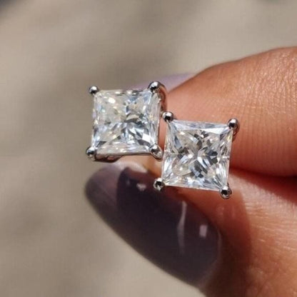 Radiant Square Solitaire Studs