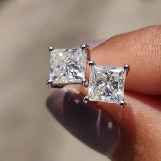 Radiant Square Solitaire Studs