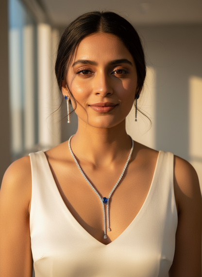 Sapphire Cascade Necklace & Earrings Set