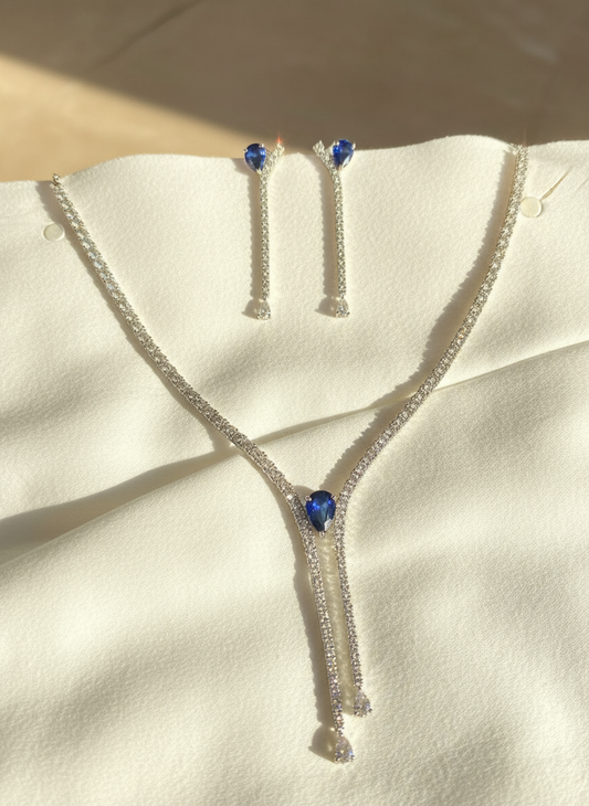 Sapphire Cascade Necklace & Earrings Set