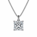 Classic Square Solitaire Necklace Silver Finish