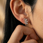 Elegant Leaf Silver Stud Earrings