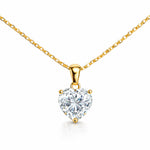Classic Solitaire Heart Necklace Gold Finish