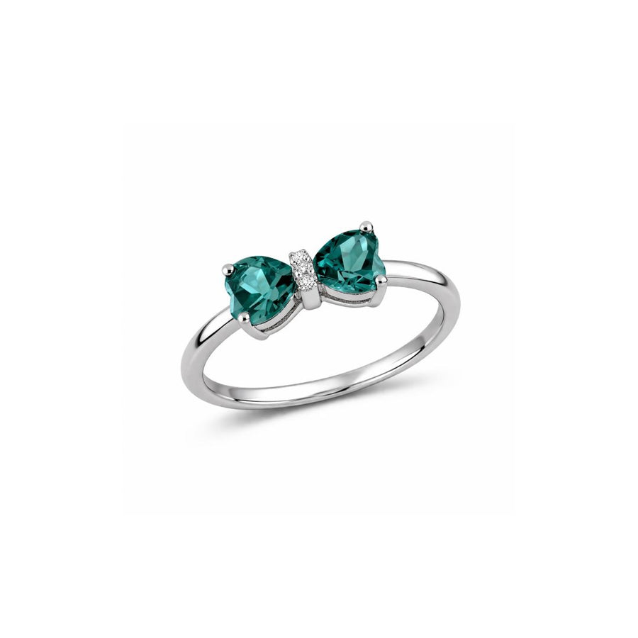 Sea Green Bow Heart Ring