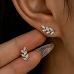 Elegant Leaf Silver Stud Earrings