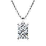 Classic Rectangle Solitaire Necklace Silver Finish