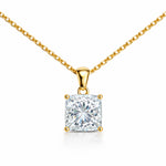Classic Solitaire Square Necklace Gold Finish