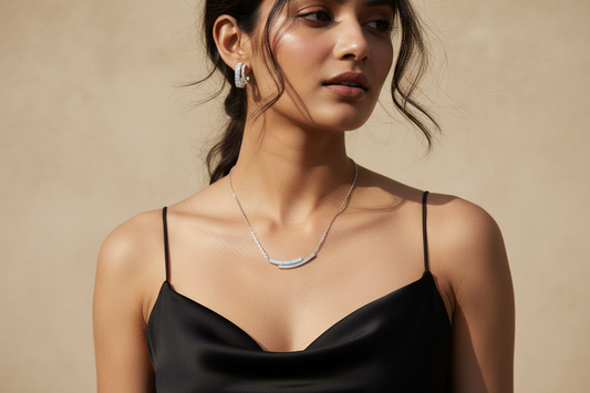 Modern Aurora Baguette Necklace & Hoop Earrings Set