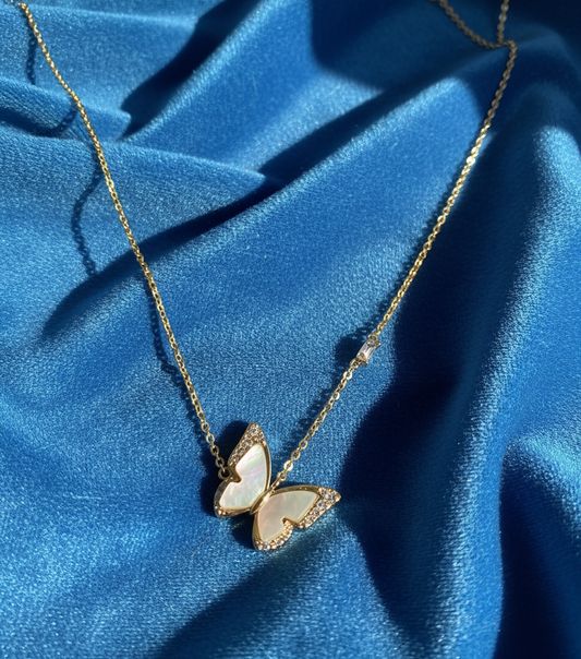 Mother of Pearl Butterfly Neckalce