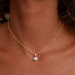 Classic Solitaire Round Necklace Gold Finish