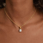 Classic Solitaire Oval Necklace 18k Gold Plated
