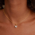 Classic Solitaire Heart Necklace Gold Finish