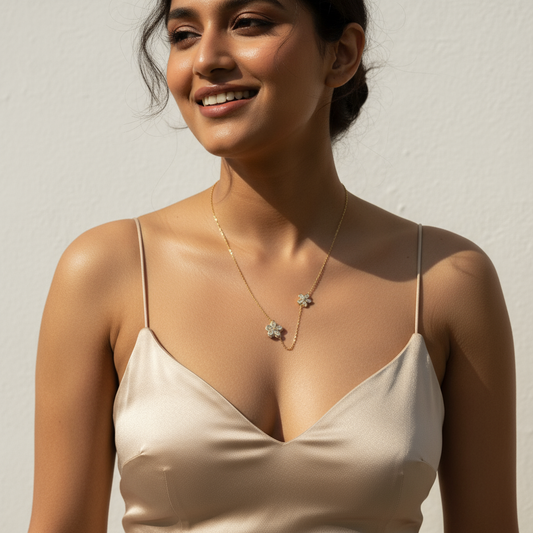 Golden Twin Clover Necklace