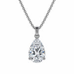 Classic Teardrop Solitaire Necklace Silver Finish