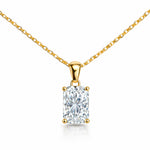 Classic Solitaire Rectangle Necklace Gold Finish