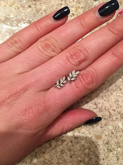 Elegant Leaf Silver Stud Earrings