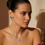 Square Halo Pendant & Earrings Set