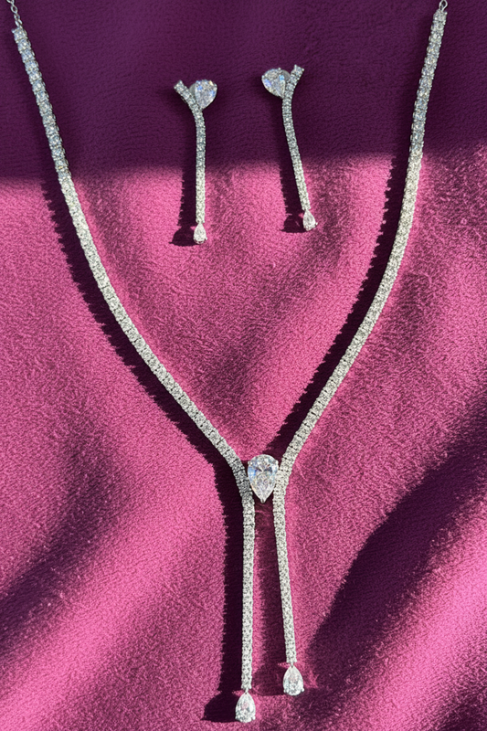 Sterling Dewdrop Y Necklace & Earring Set