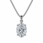Classic Oval Solitaire Necklace Silver Finish