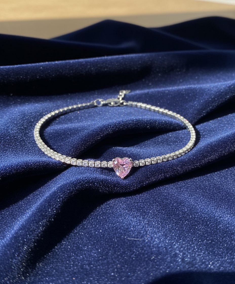 Heart Center Tennis Bracelet