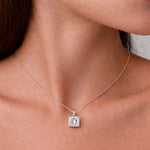 Classic Square Solitaire Necklace Silver Finish