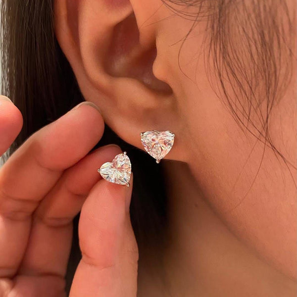 Eternal Heart Solitaire Studs - Sterling Silver Jewellery by Traya Jewels.