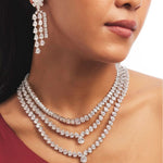 Opulent Bloom Triple-Layer Necklace & Chandelier Earrings Set