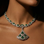 Sterling Silver Emerald Pendant Choker