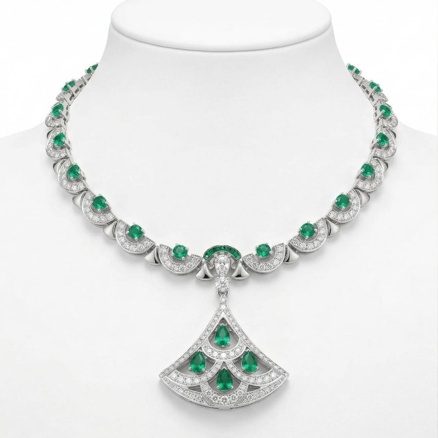 Sterling Silver Emerald Pendant Choker
