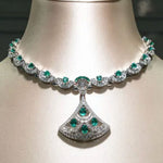Sterling Silver Emerald Pendant Choker