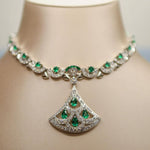 Sterling Silver Emerald Pendant Choker