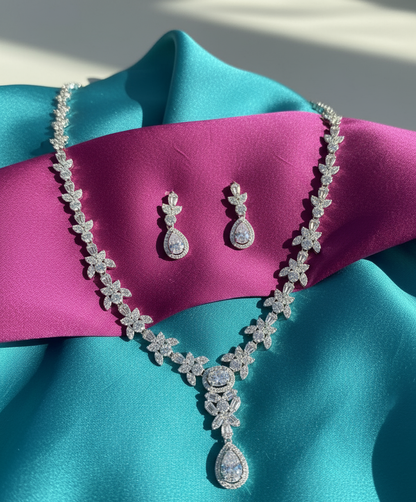Blossom Halo Teardrop Necklace & Earrings Set