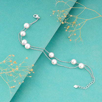 Dual Line Pearl Chain Bracelet