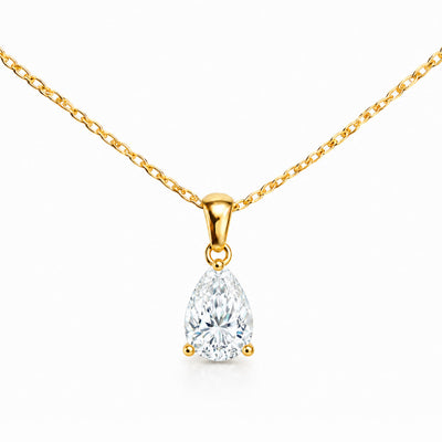 Teardrop Solitaire Necklace Gold Finish