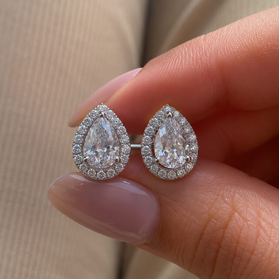 Halo Pear Studs