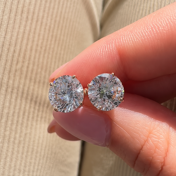 Classic Round Solitaire Studs in Sterling Silver