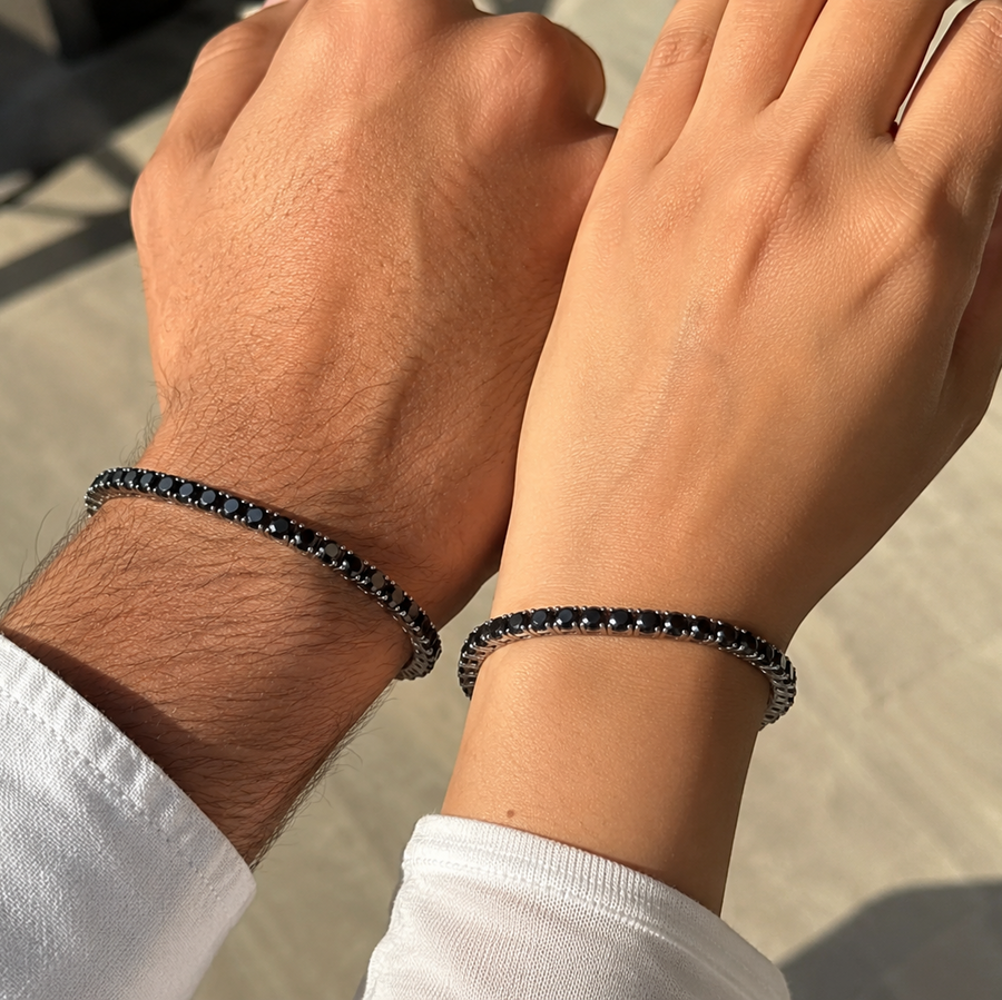 Unisex Black Zircon Tennis Bracelet