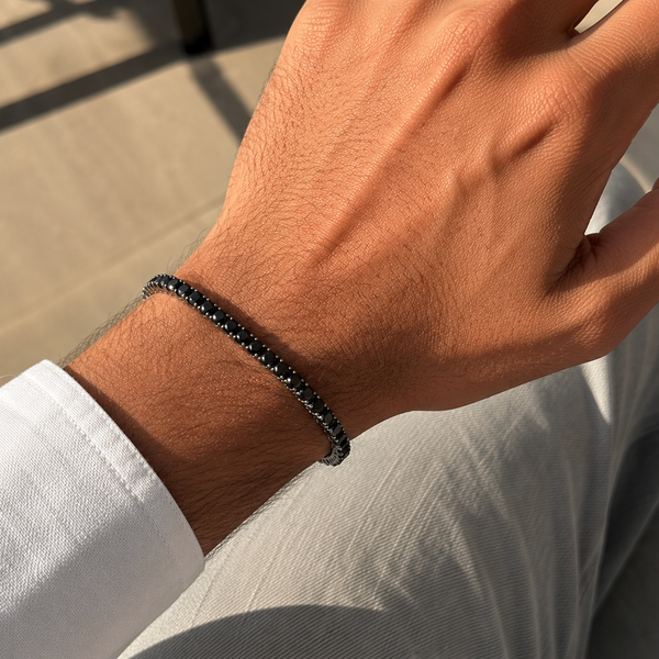 Unisex Black Zircon Tennis Bracelet