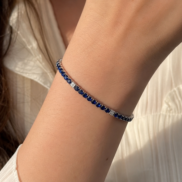 Blue Tennis bracelet with White Accents