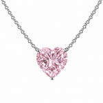 Ice Pink Heart Glow Silver Necklace