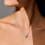 Ice Pink Heart Glow Silver Necklace