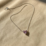Ice Pink Heart Glow Silver Necklace