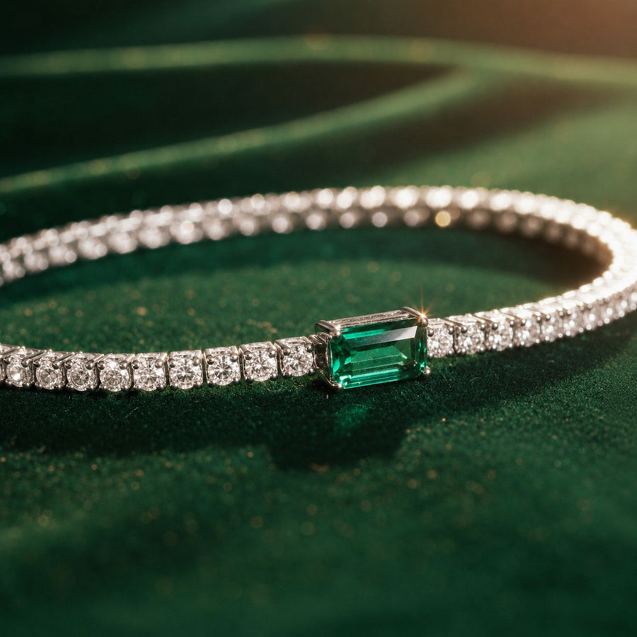 Emerald Centre Stone Tennis Bracelet