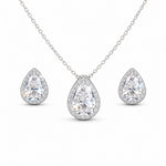 Teardrop Halo Pendant & Earrings Set
