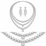 Opulent Bloom Triple-Layer Necklace & Chandelier Earrings Set
