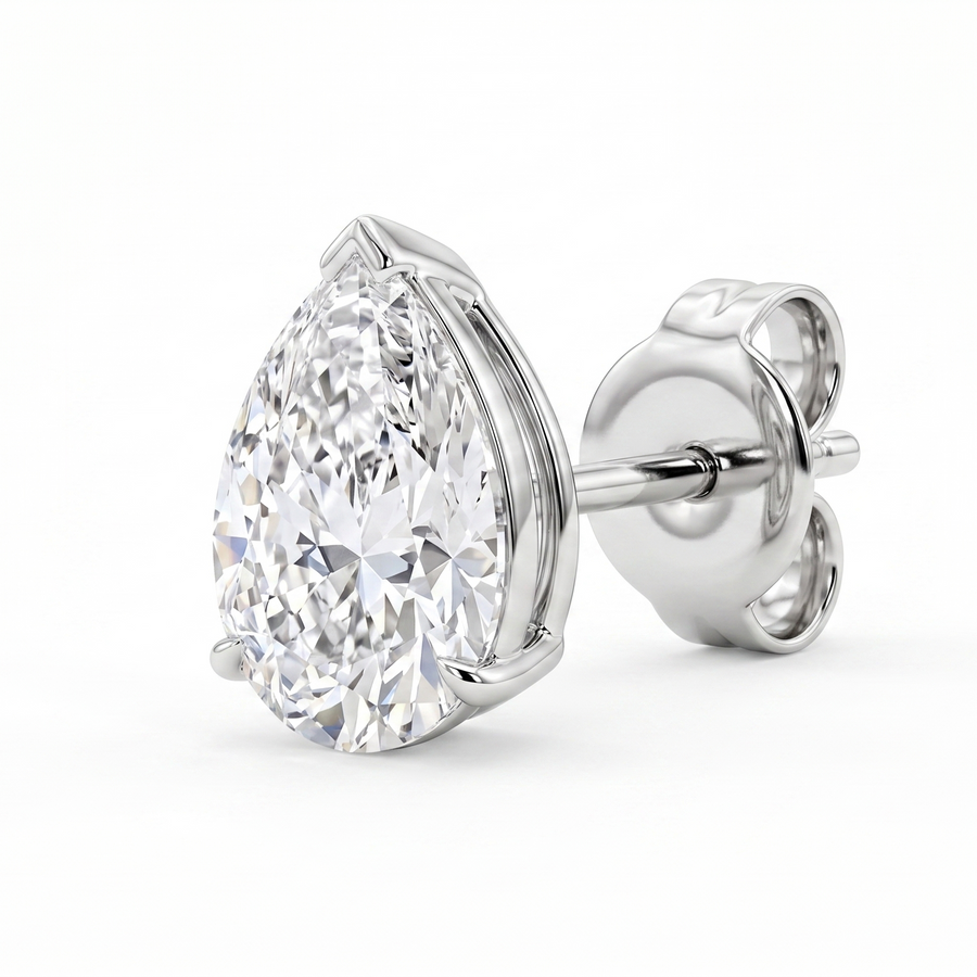Classic Pear Solitaire Studs