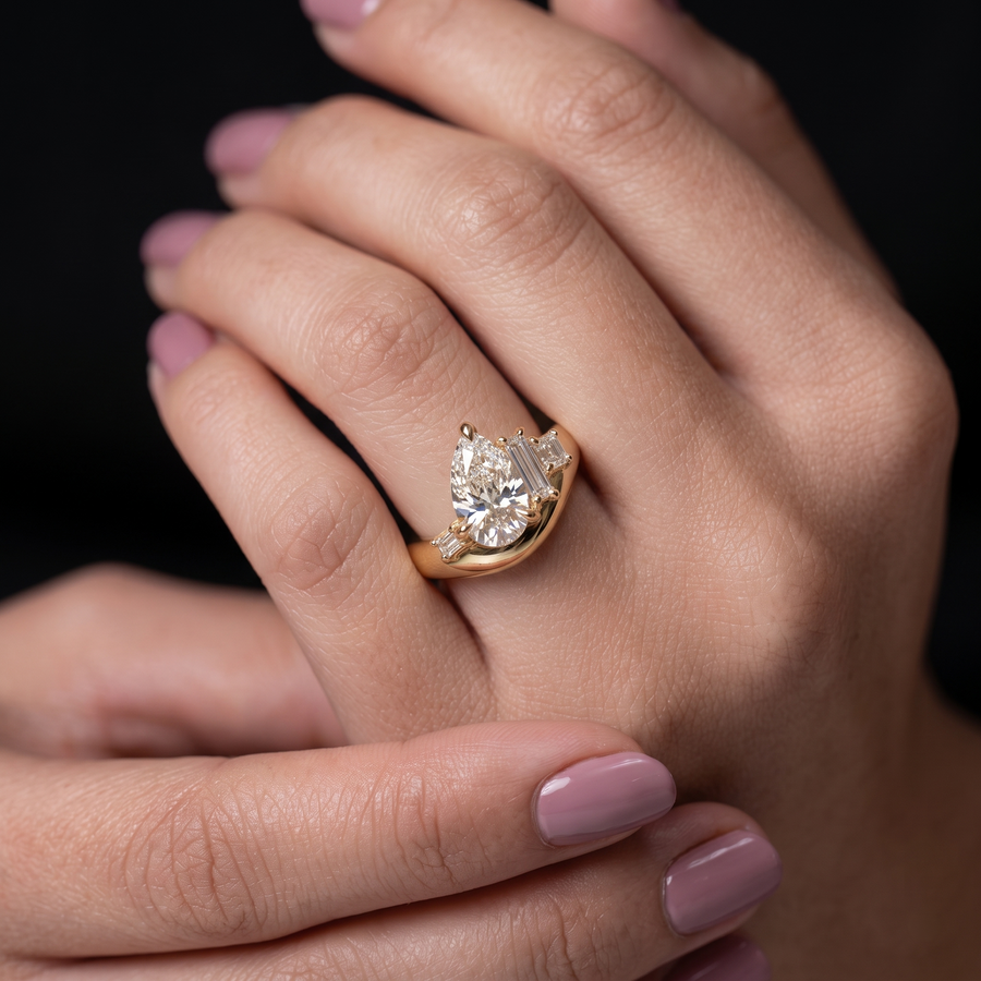 Pear Solitaire Ring
