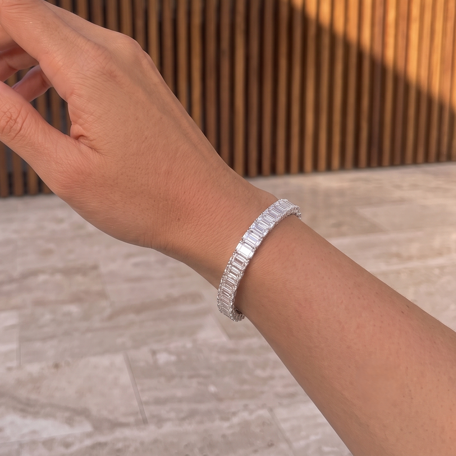 Emerald Step Cut Tennis Bracelet