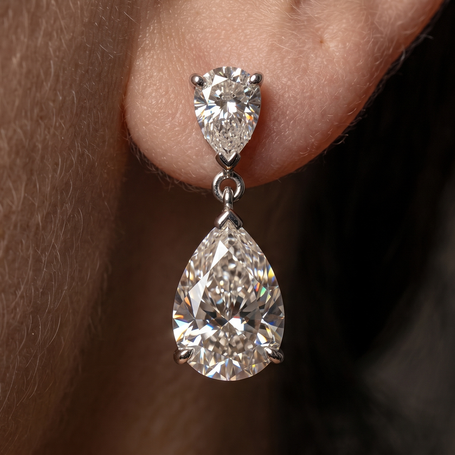 Pear Drop Cascade Silver Dangler