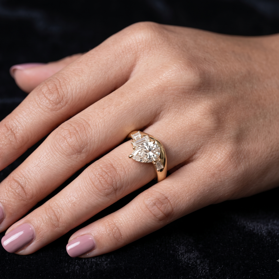 Pear Solitaire Ring